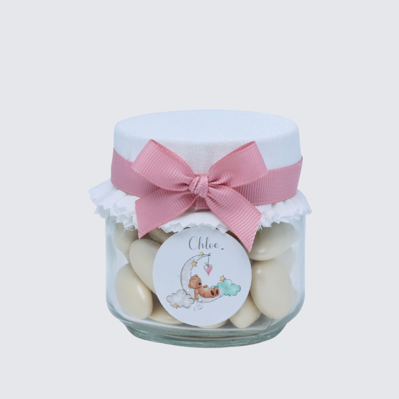 BABY GIRL PERSONALIZED ALMOND DRAGEES JAR