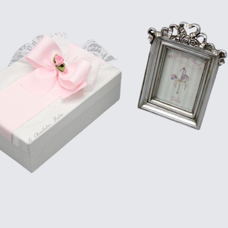 BABY DECORATED VINTAGE SILVER PHOTO FRAME BOX