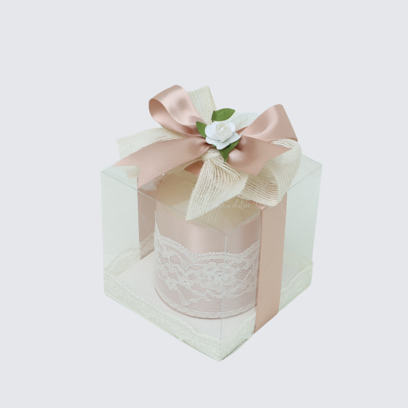 FLOWER DECORATED CANDLE CLEAR BOX