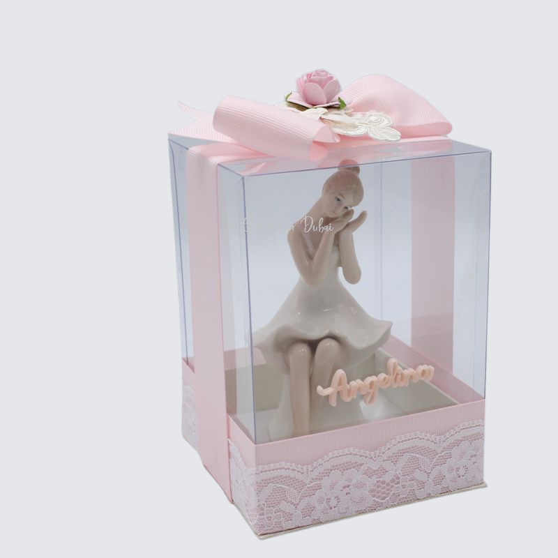 BABY ACRYLIC PERSONALIZED CERAMIC BALLERINA DECORATED CLEAR BOX 