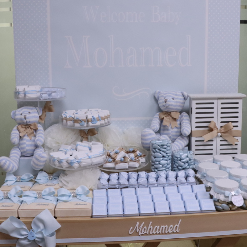 BABY BOY PERSONALIZED & DECORATED CHOCOLATE WOOD STAND