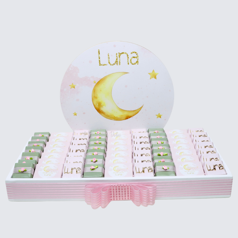 LUXURY PERSONALIZED MOON THEME DESIGN CHOCOLATE LEATHER TRAY