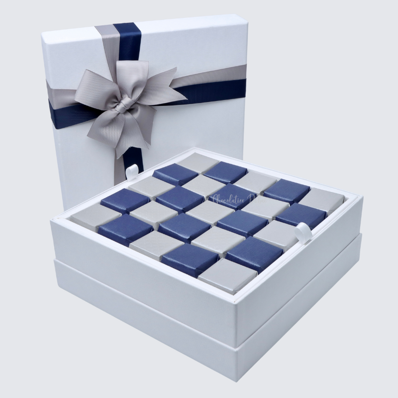 CHEQUERED BLUE DESIGNED CHOCOLATE HARD BOX