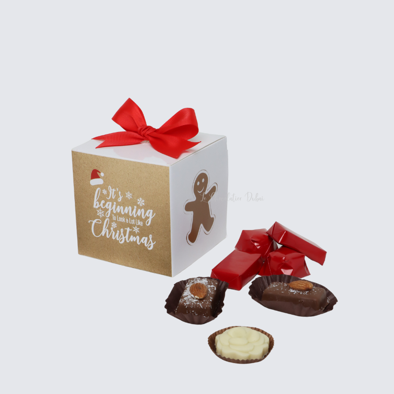 MERRY CHRISTMAS GREETING DESIGNED CHOCOLATE CUBE SOFT BOX