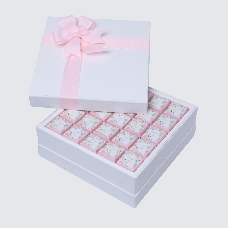 WELCOME BABY GIRL FLOWER DESIGNED PREMIUM CHOCOLATE HARD BOX