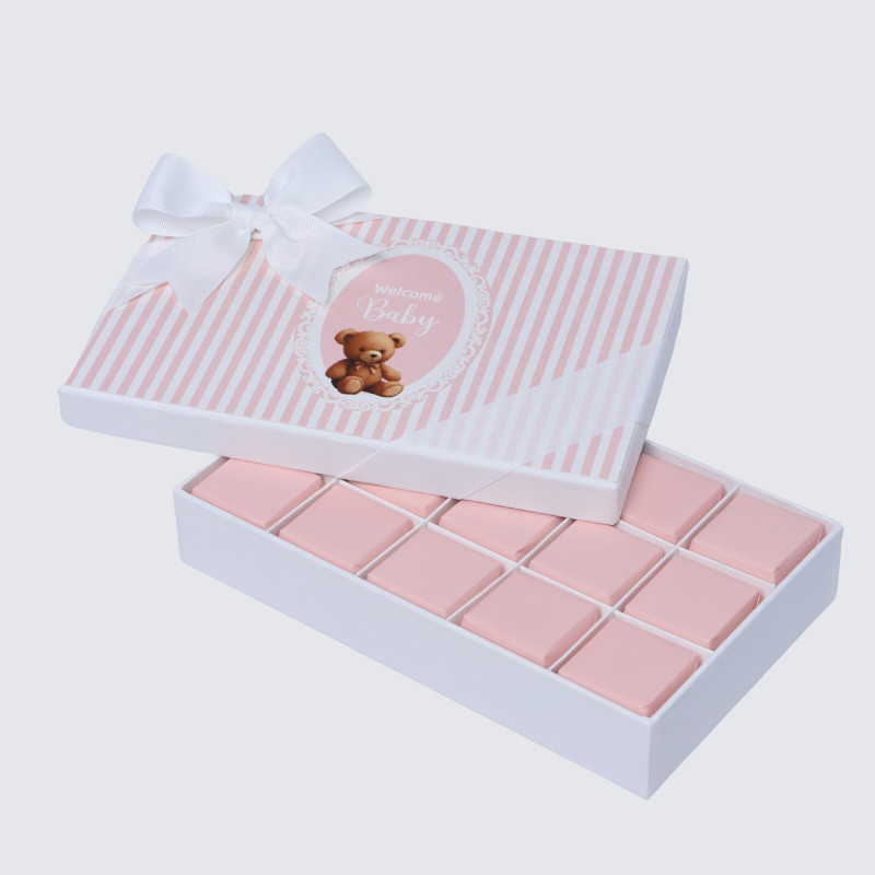 WELCOME BABY GIRL TEDDY DESIGNED CHOCOLATE HARD BOX