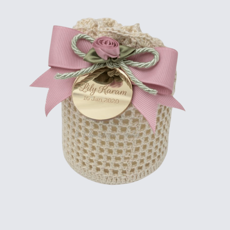 BABY PERSONALIZED DECORATED CANDLE CROCHET BAG
