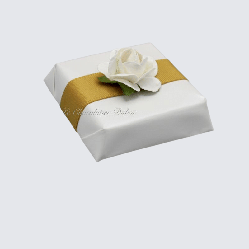 LUXURY BRIDAL GOLD RIBBON & FLOWER DECORATED CHOCOLATE