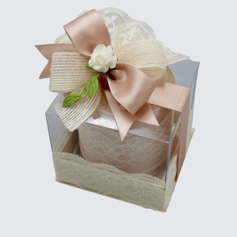 LUXURY FLOWER DECORATED CANDLE CLEAR BOX