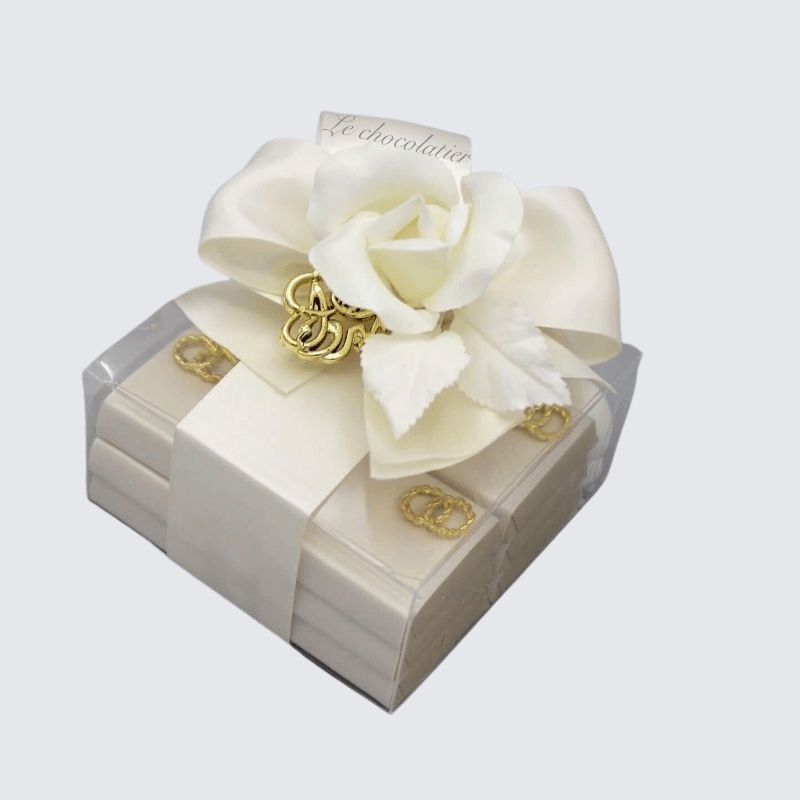 RING DECORATED WEDDING CHOCOLATE CLEAR BOX