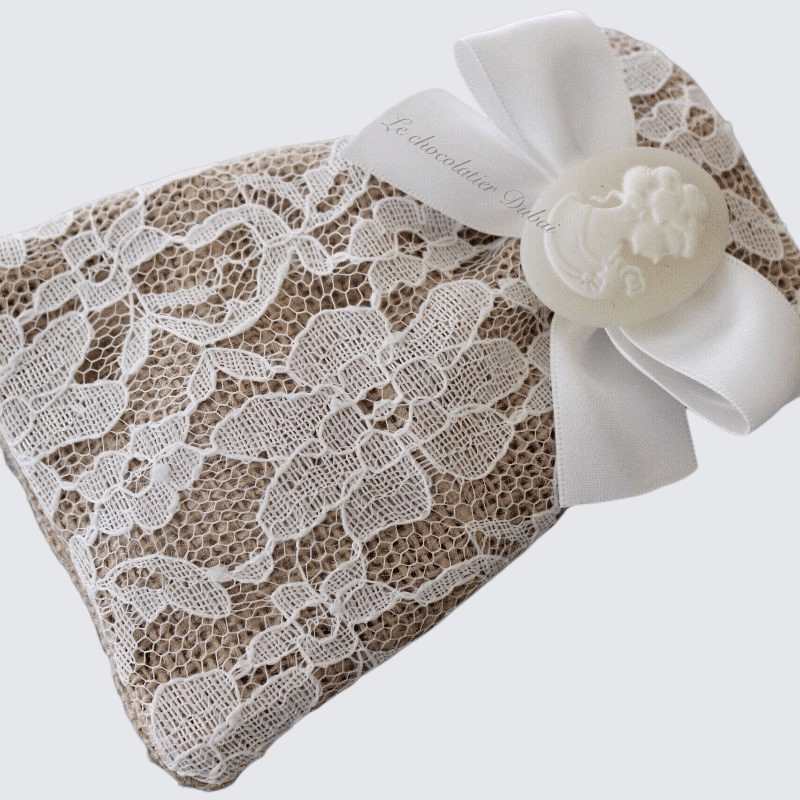 BRIDAL DECORATED CHOCOLATE JUTE EMBROIDERED BAG