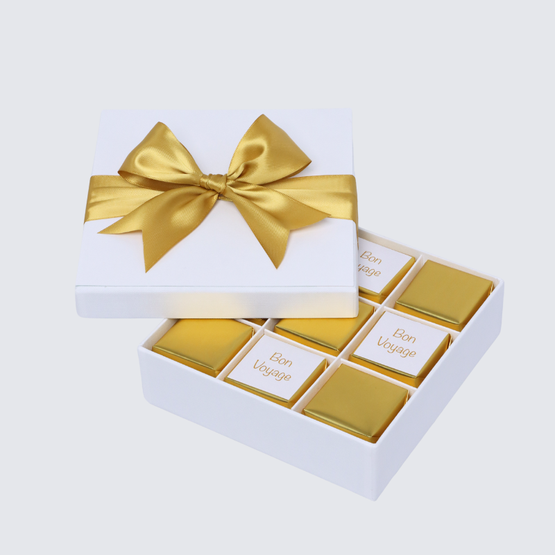 "BON VOYAGE" GOLD DESIGNED 9-PIECE CHOCOLATE HARD BOX