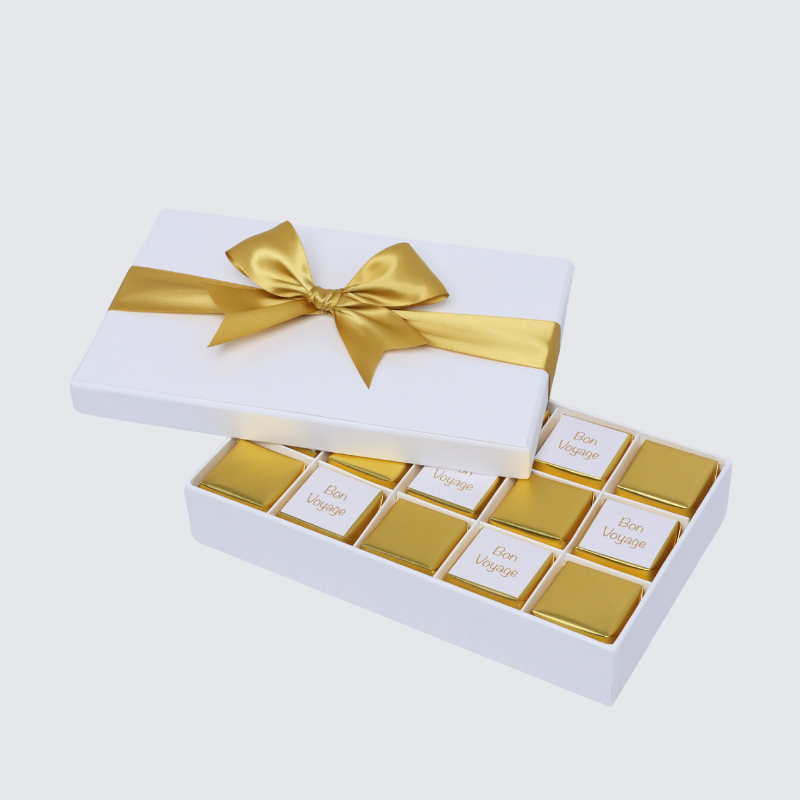 "BON VOYAGE" GOLD DESIGNED 15-PIECE CHOCOLATE HARD BOX