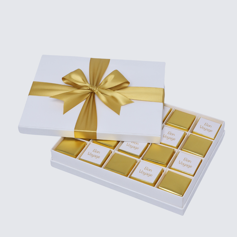 "BON VOYAGE" GOLD DESIGNED 20-PIECE CHOCOLATE HARD BOX