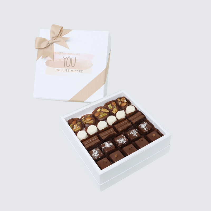 "YOU WILL BE MISSED" 25-PIECE CHOCOLATE HARD BOX