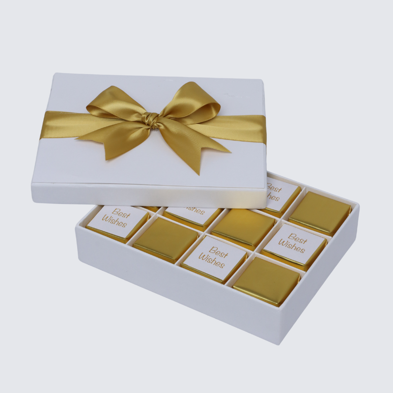 "BEST WISHES" GOLD DESIGNED 12-PIECE CHOCOLATE HARD BOX