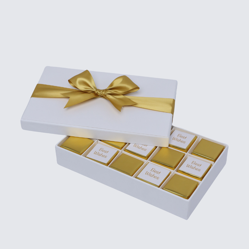 "BEST WISHES" GOLD DESIGNED 15-PIECE CHOCOLATE HARD BOX