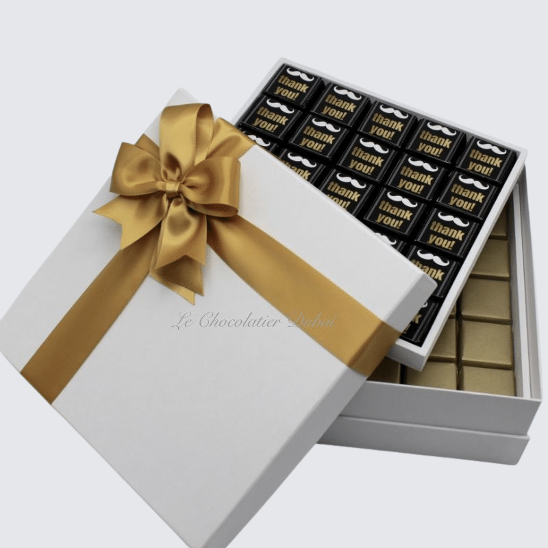 "THANK YOU" MUSTACHE DESIGNED CHOCOLATE HARD BOX	 		