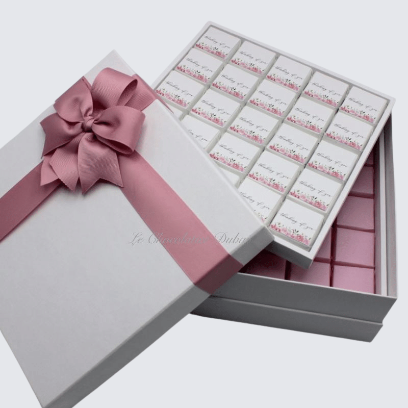 LUXURY "THINKING OF YOU" PINK FLOWER DESIGN CHOCOLATE HARD BOX