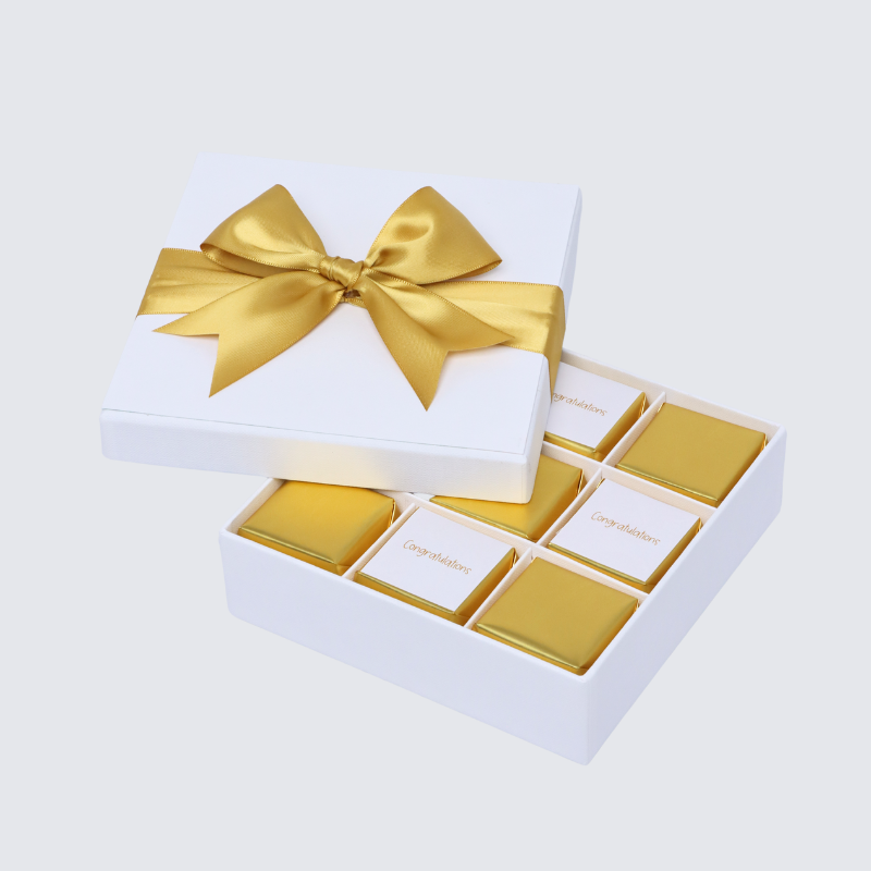 "CONGRATULATIONS" GOLD DESIGNED 9-PIECE CHOCOLATE HARD BOX