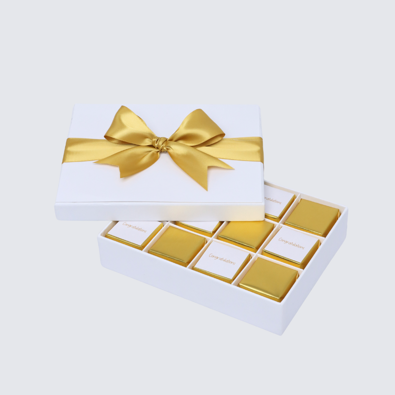 "CONGRATULATIONS" GOLD DESIGNED 12-PIECE CHOCOLATE HARD BOX