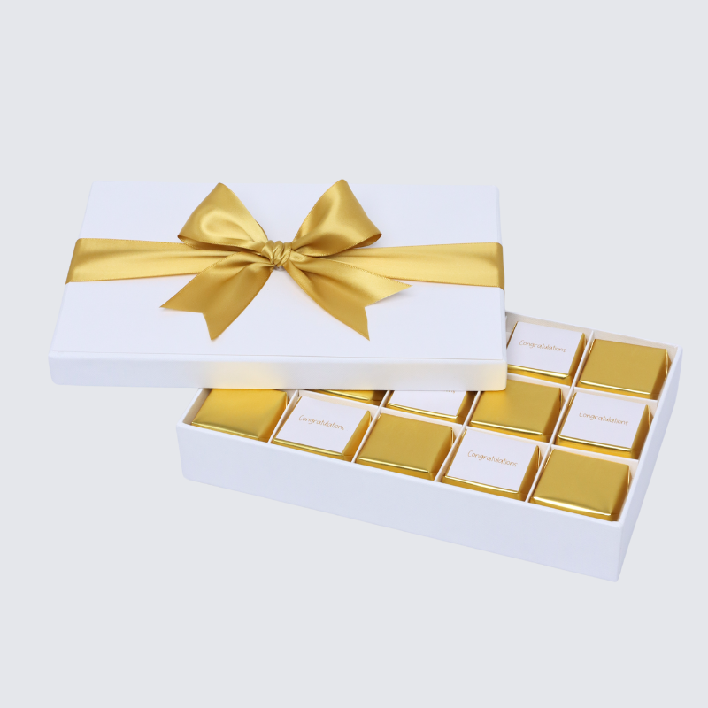 "CONGRATULATIONS" GOLD DESIGNED 15-PIECE CHOCOLATE HARD BOX