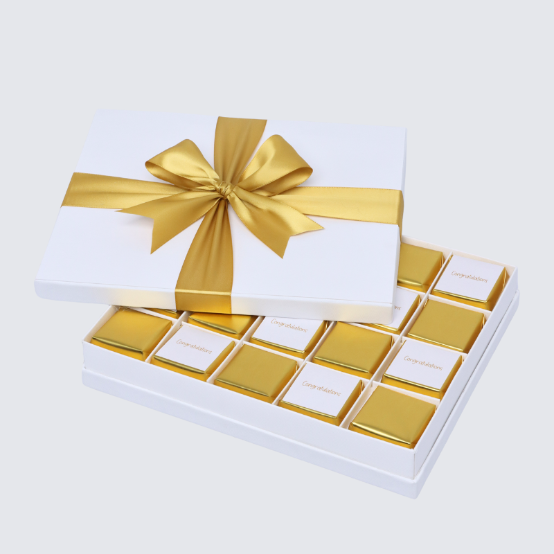 "CONGRATULATIONS" GOLD DESIGNED 20-PIECE CHOCOLATE HARD BOX	
