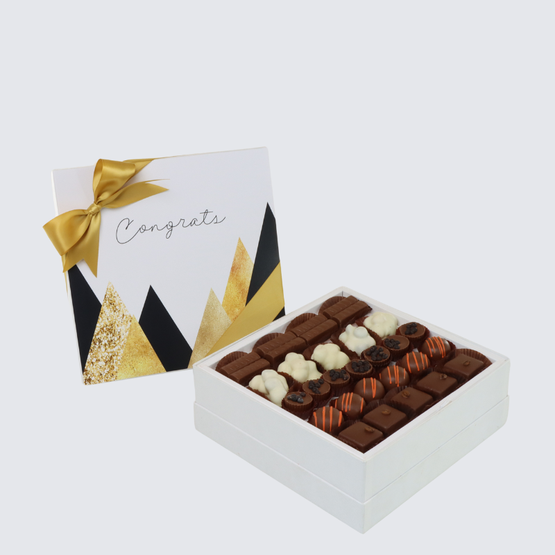 CONGRATS GEOMETRIC DESIGNED 25- PIECE CHOCOLATE HARD BOX