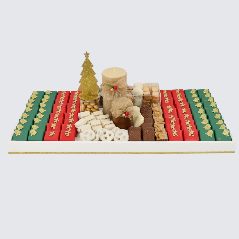 CHRISTMAS DECORATED CHOCOLATE & SWEETS LEATHER TRAY