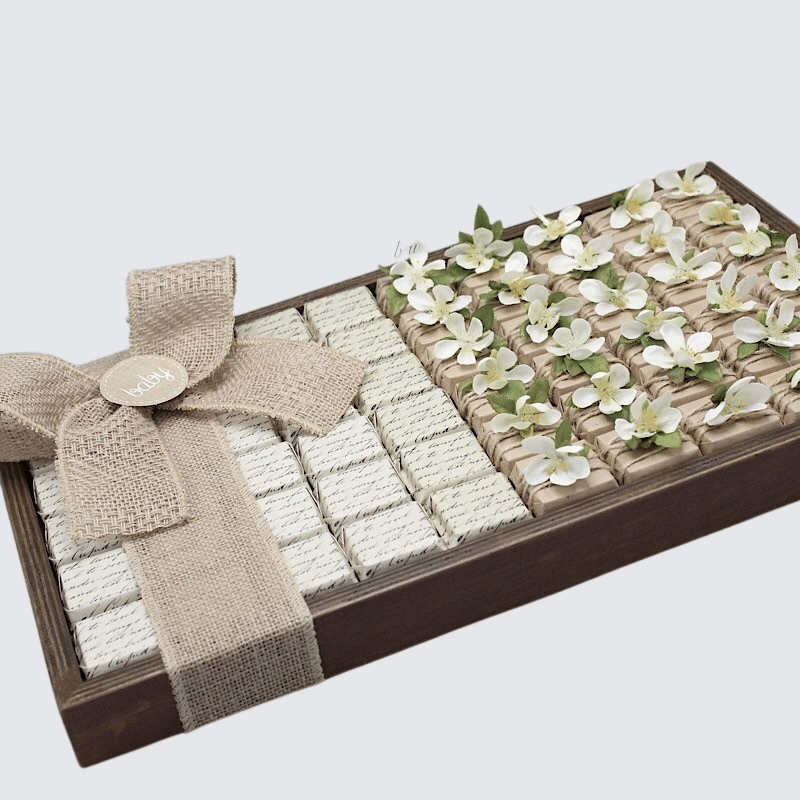 LUXURY RUSTIC FLOWER DECORATED CHOCOLATE TRAY