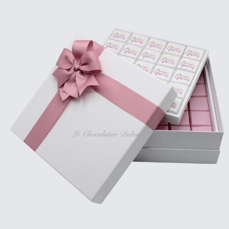 "BIRTHDAY QUEEN" DESIGNED 2-LAYER CHOCOLATE HARD BOX