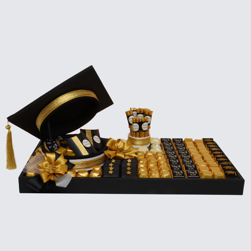 GRADUATION PERSONALIZED & DECORATED CHOCOLATE LEATHER LARGE TRAY