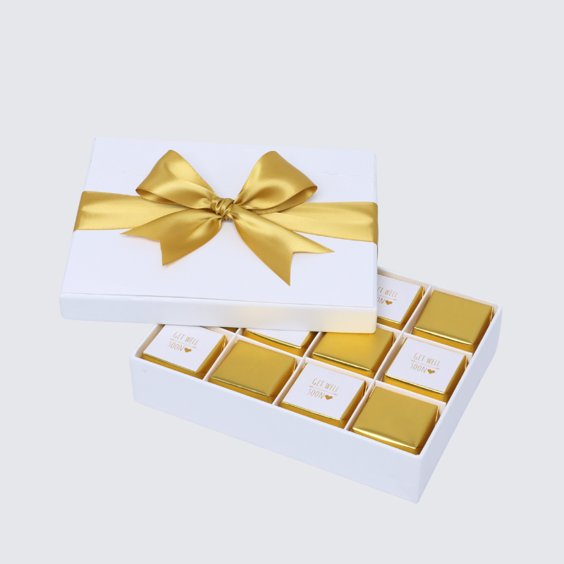 "GET WELL SOON" GOLD DESIGNED 12-PIECE CHOCOLATE HARD BOX