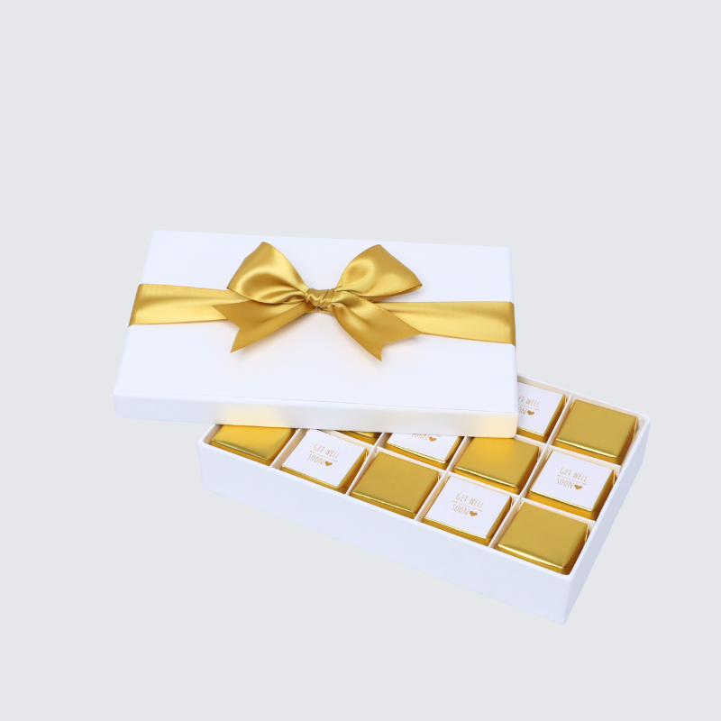 "GET WELL SOON" GOLD DESIGNED 15-PIECE CHOCOLATE HARD BOX
