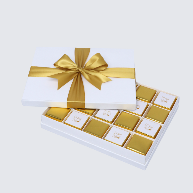 "GET WELL SOON" GOLD DESIGNED 20-PIECE CHOCOLATE HARD BOX