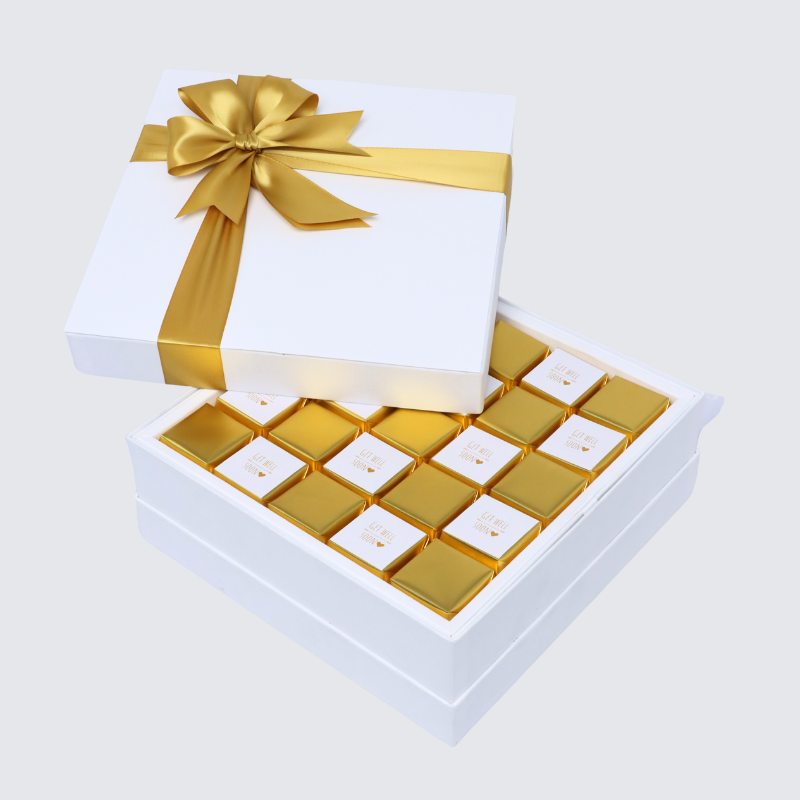 "GET WELL SOON" GOLD DESIGNED PREMIUM CHOCOLATE HARD BOX