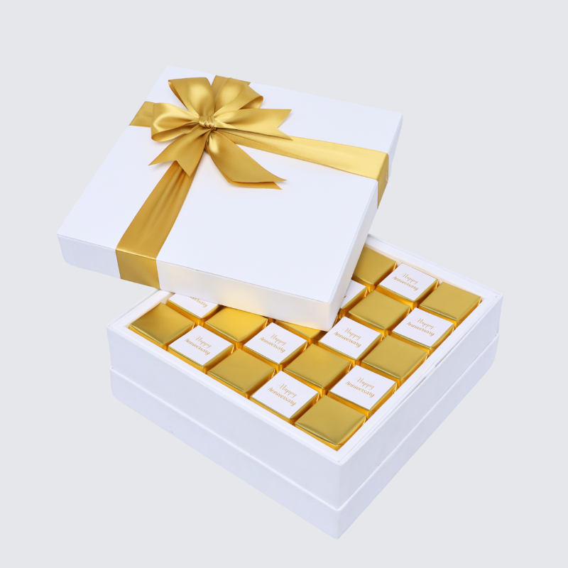 "HAPPY ANNIVERSARY" GOLD DESIGNED PREMIUM CHOCOLATE HARD BOX