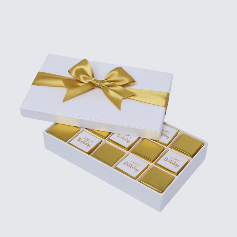 HAPPY BIRTHDAY GOLD DESIGNED 15-PIECE CHOCOLATE HARD BOX