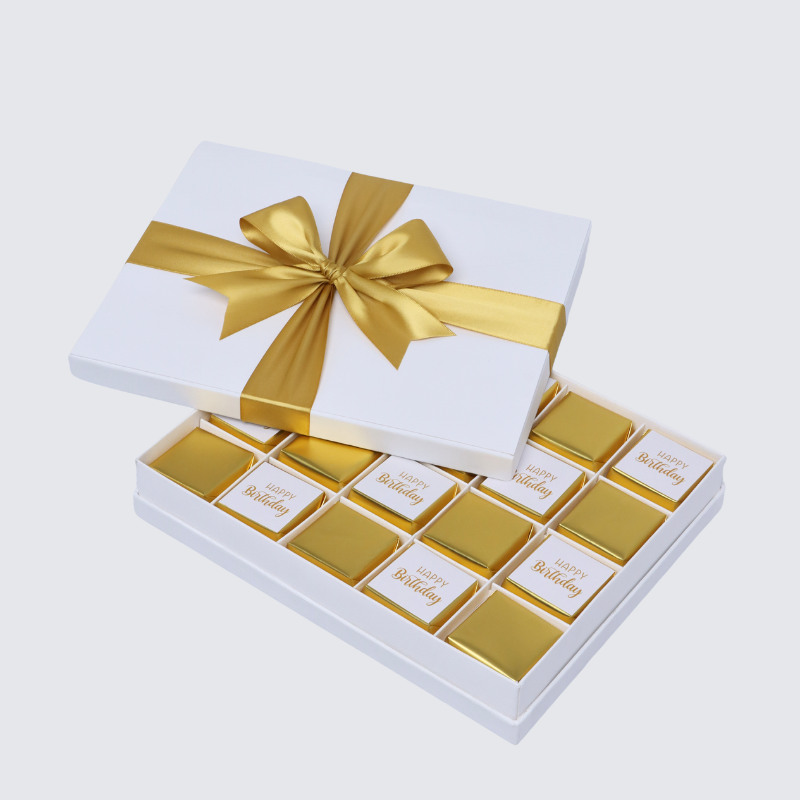 HAPPY BIRTHDAY GOLD DESIGNED 20-PIECE CHOCOLATE HARD BOX