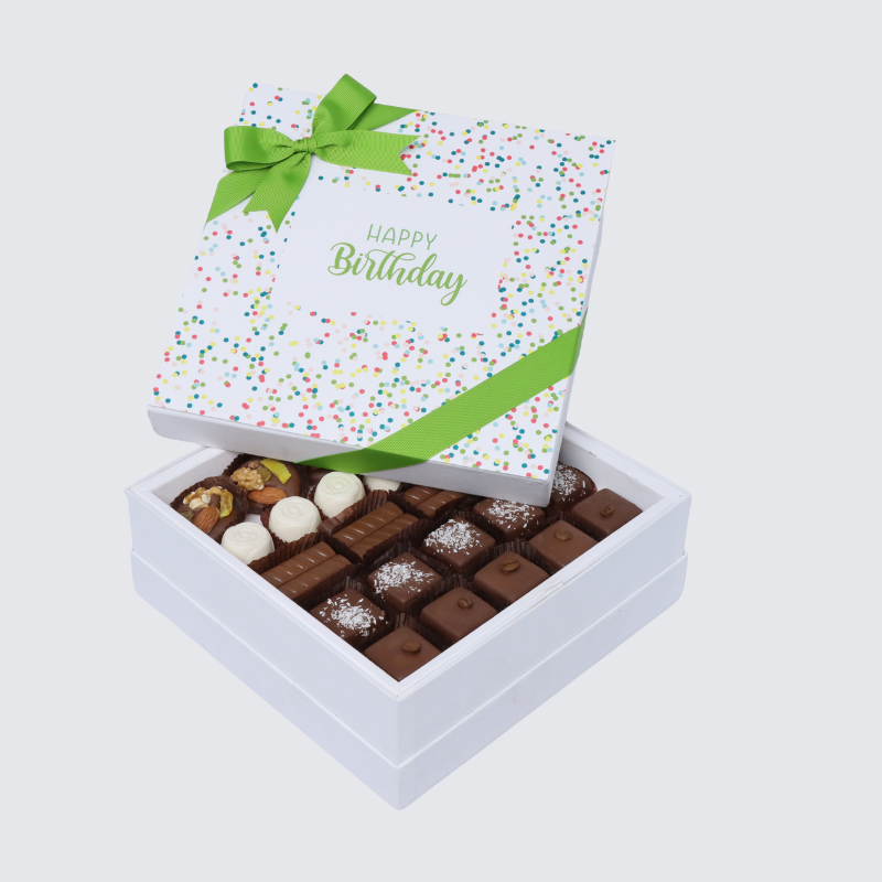 "HAPPY BIRTHDAY" GREEN DESIGNED PREMIUM CHOCOLATE HARD BOX