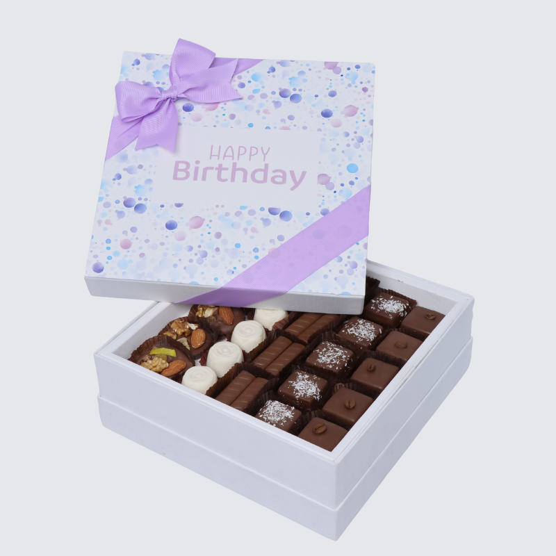 "HAPPY BIRTHDAY" BUBBLE DESIGNED PREMIUM CHOCOLATE HARD BOX