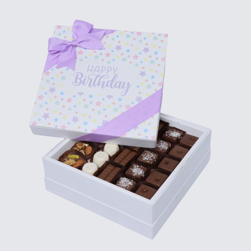 "HAPPY BIRTHDAY" STAR DESIGNED PREMIUM CHOCOLATE HARD BOX