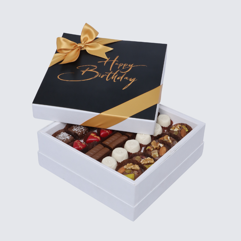 "HAPPY BIRTHDAY" BLACK DESIGNED PREMIUM CHOCOLATE HARD BOX