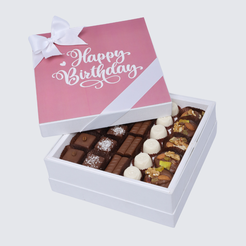 "HAPPY BIRTHDAY" PINK DESIGNED PREMIUM CHOCOLATE HARD BOX