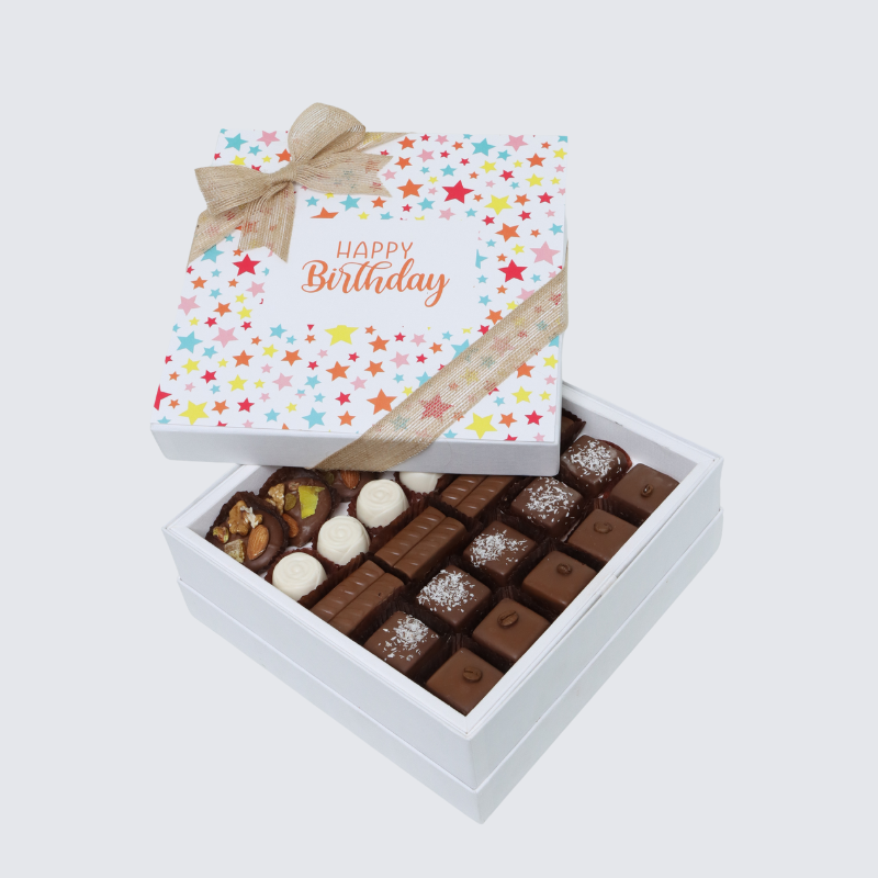 "HAPPY BIRTHDAY" STAR COLORFUL DESIGNED PREMIUM CHOCOLATE HARD BOX