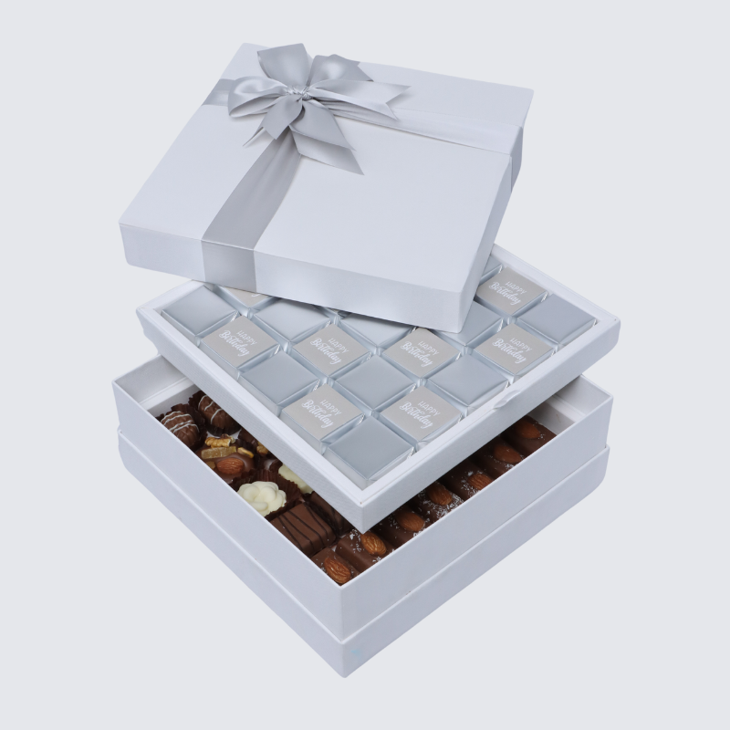 "HAPPY BIRTHDAY" CLASSIC 2-LAYER CHOCOLATE HARD BOX
