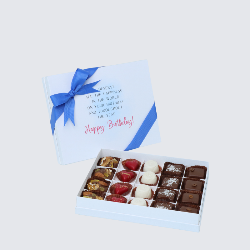 BIRTHDAY YOU DESERVE HAPPINESS 20-PIECE CHOCOLATE HARD BOX
