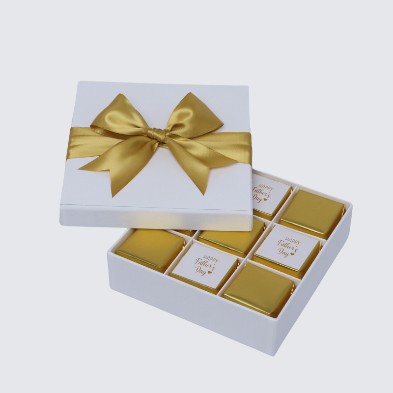 HAPPY FATHER'S DAY GOLD DESIGNED 9-PIECE CHOCOLATE HARD BOX