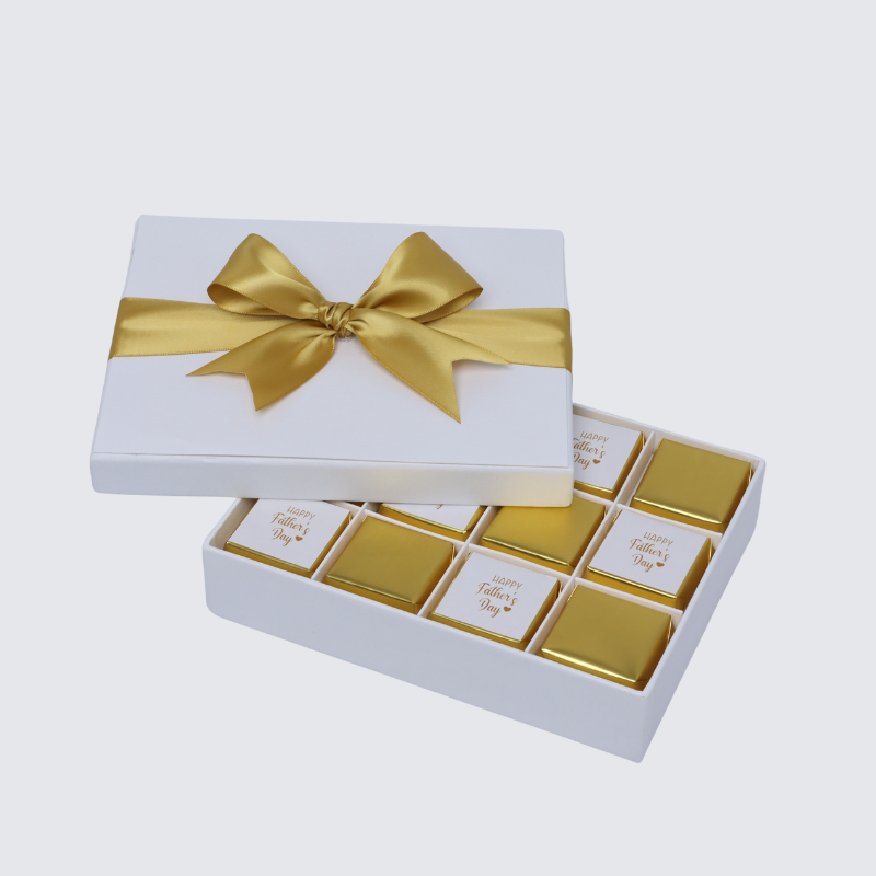 HAPPY FATHER'S DAY GOLD DESIGNED CHOCOLATE 12-PIECE HARD BOX