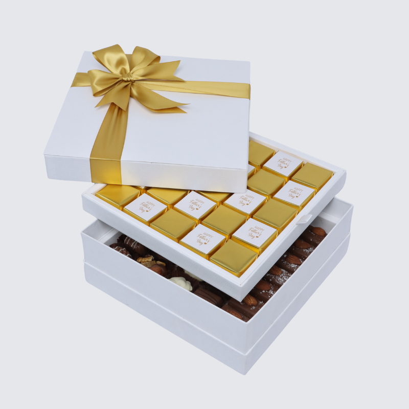 HAPPY FATHER'S DAY GOLD DESIGNED 2-LAYER CHOCOLATE HARD BOX
